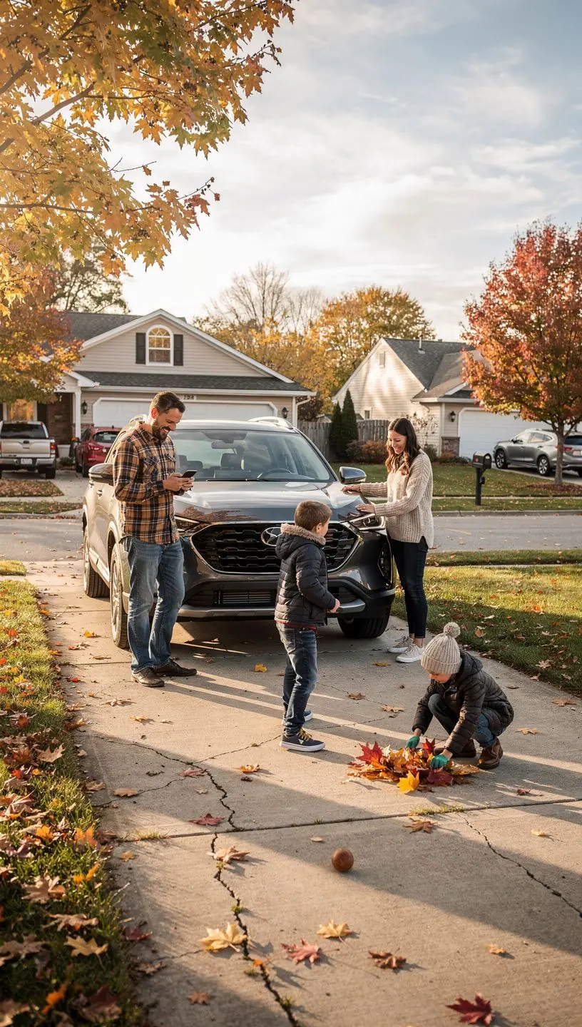 Изображение безопасного автомобиля на парковке