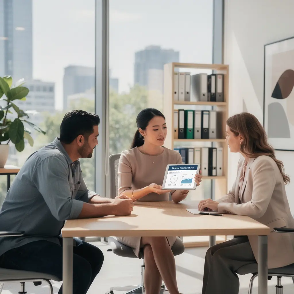 Изображение мобильного приложения для управления страховкой автомобиля и аренды.